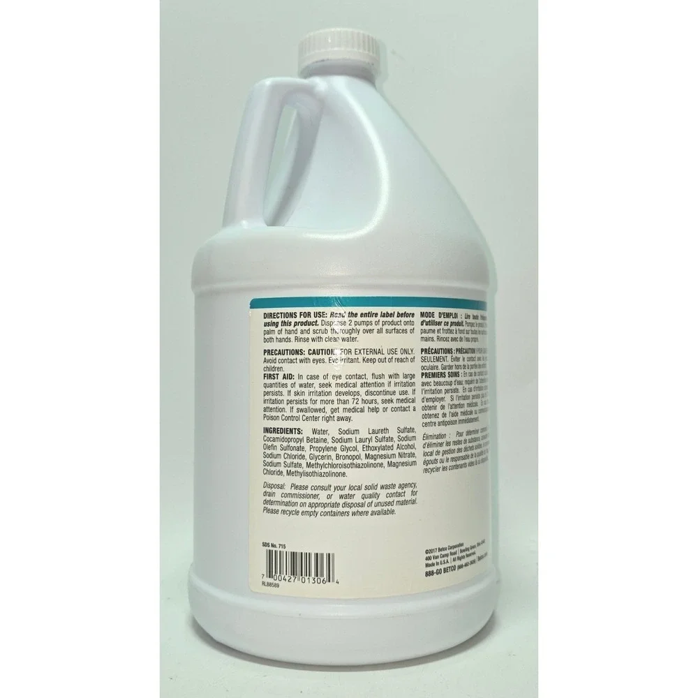 Betco Green Earth Clear Foaming Skin Cleanser 715 Fragrance Free 1 Gallon Refill